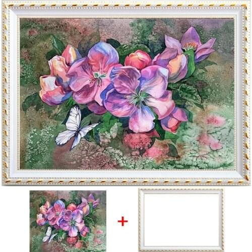 Framed 5D DIY Diamond Embroidery Flowers Diamond Painting Flora Cross Stitch Kit Diamond Mosaic Full Display Bead Rhinestones