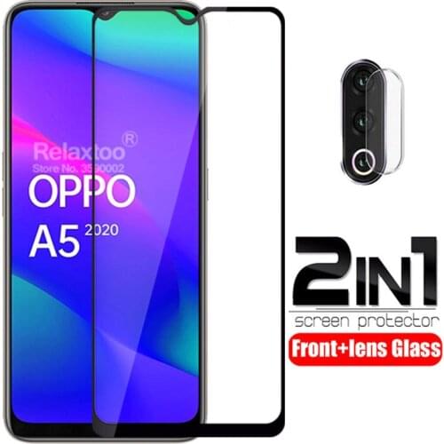 2 in 1 Camera lens protective glass For oppo a5 2020 screen protector on For oppo a9 2020 a 5 9 tempered glass Full cover Film