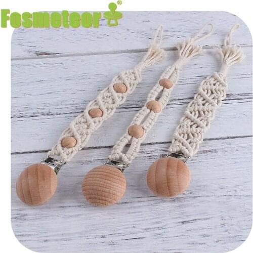 Fosmeteor Crochet Pacifier Clip Woven Cotton Rope BPA-Free DIY Nipple Holder Soother Baby Teething Chewable Toys Shower Gifts