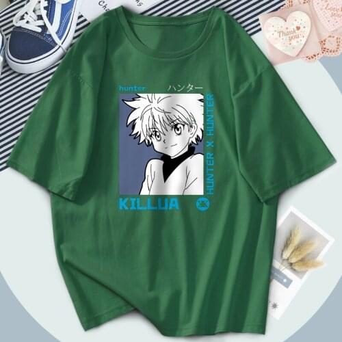 Woman Loose Cotton Tee 2021 New Graphic HUNTERXHUNTER T shirt O-neck Big Size Clothes Loose Fashion Cute Lovely Women T-shirts