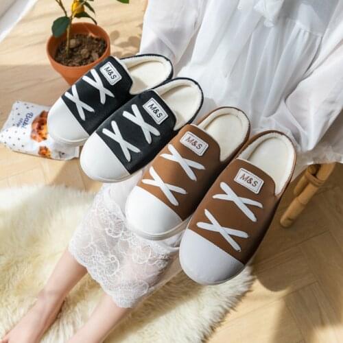 Winter Woman Non slip Casual Flats Shoes Women Slipper Warm Female Short Plush Breathable Shoes Ladies Pu Slip On Footwear