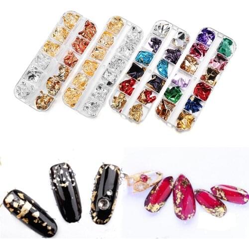 Gold Foil Paper Decor Nail Art Resin Filling Material Colorful Foil Broken Nail Sticker for DIY Epoxy Rsein Craft Jewelry Making