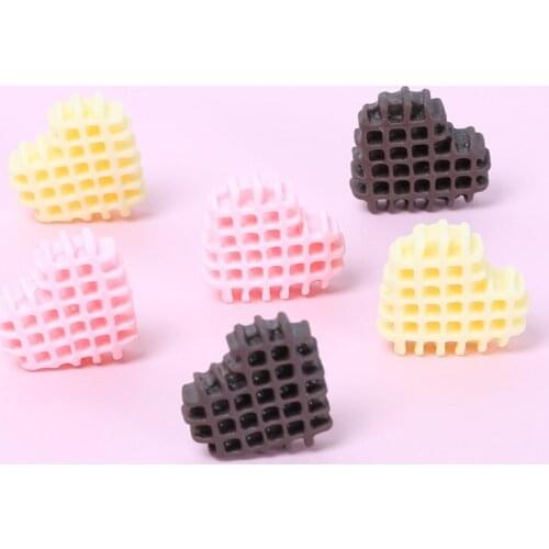 10pcs/lot Cute Resin Heart-Shaped Biscuit Food Cabochon Flatback For Scrapbooking Craft Embellishment DIY Mobile Case Decoration