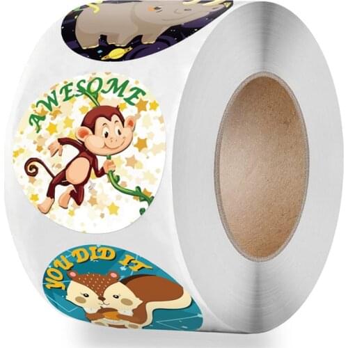 100-500pcs Animals Cartoon Stickers for Kids Toys Label School Teacher Reward Sticker 1inch Pattern Motivational Sticker