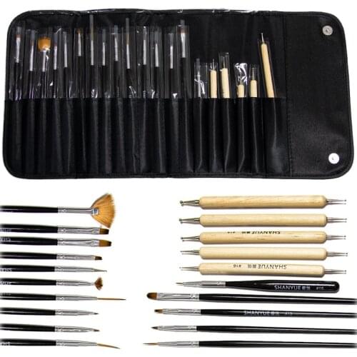 20pcs-Set Nail Art Gel Design Pen Brush Set Full Set Line Drawing Pen Diamond Pen Tool Nail Art Painting Pen with Brush Case