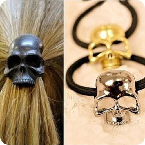 24pcs/lot Wholesale Free Shipping Fashion Punk skull string stereo metal headband headrope Hair band hair rope