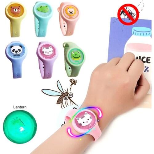 6PCS Children Bady Cartoon Natural Mosquito Repellent Bracelet Plant Essential Oil Mosquito Repellent Ring Wristband Watch