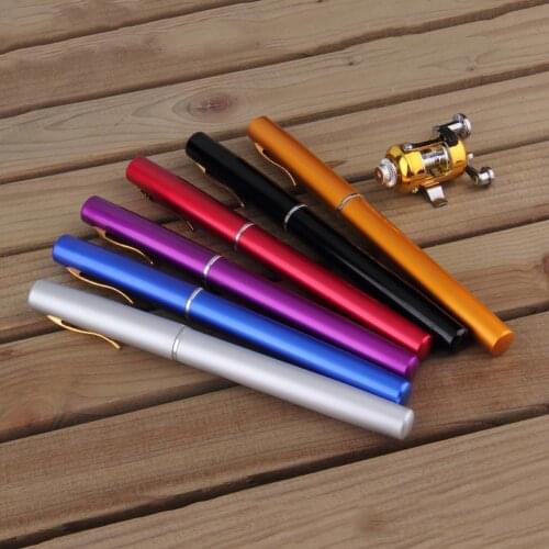 80%HOT Portable Mini Telescopic Pocket Pen Ice Fishing Rod Fish Pole + Reel Combo Set