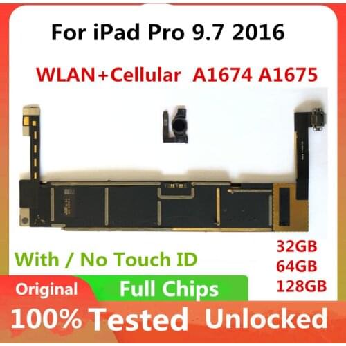 WLAN+Cellular A1674 A1675 For iPad Pro 9.7 2016 Motherboard Unlocked Logic Board With IOS System Full Chips Clean iCloud Plate