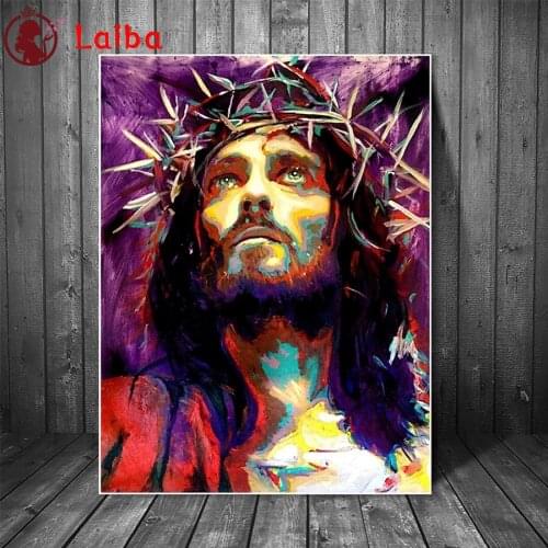 DIY Diamond Painting Abstract Jesus Portrait Rhinestone Diamond Mosaic Full Drill Square Embroidery Cross Stitch Handmade Hobby