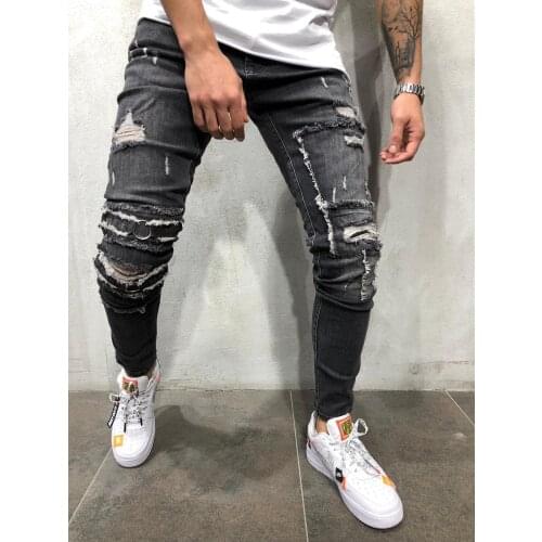 New Fit Jeans Mens pants Pencil pants for Europe and the United States station mens elastic waist pop-up Leggings