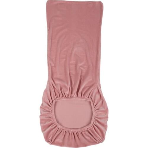 Stretch Fox Velvet Fabric Dining Room Wedding Kitchen Home Short Chair Seat Covers, Pink