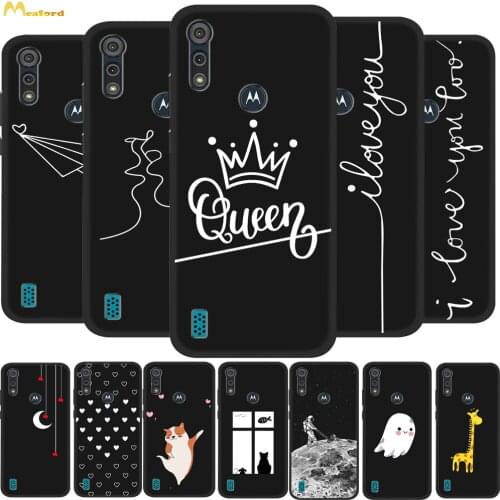 For Moto E6S 2020 Phone Cases For Motorola E6 Plus Case E 6 Play E6Plus Black Silicone Cover TPU Prints Queen Husky Ghost Design