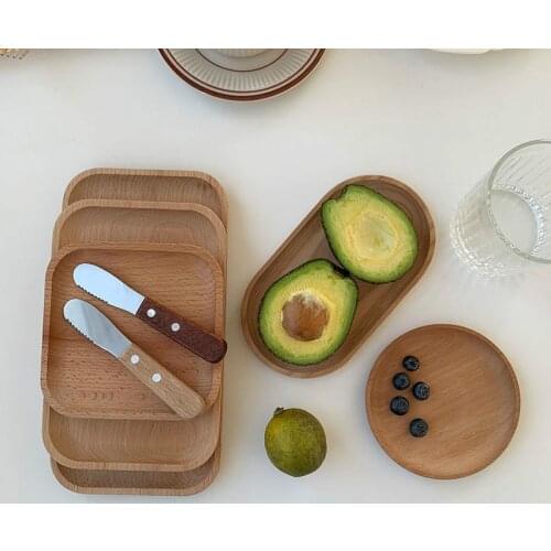 Wooden Bamboo Serving Tray Tea Cup Saucer Trays Fruit Plate Storage Pallet Plate Decoration Food Rectangular Plate Holder Mat
