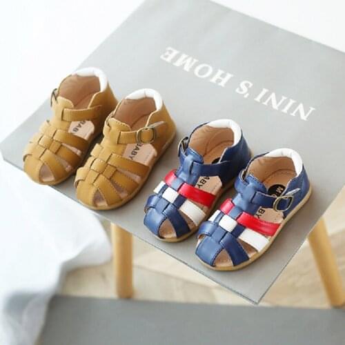 Baby Sandals Summer Fashion Girls Children Vintage Weave Pu Leather Soft Comfortable Rubber Beach Boy Sandals Toddler Kids Shoes