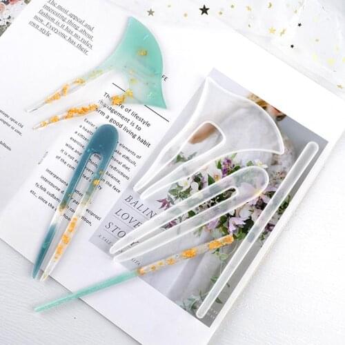 DIY Hairpin Moldes Para Resina Hair Stick Moule Silicone Resine Epoxy Pendant Silicone Mold For Resin Jewellery Set