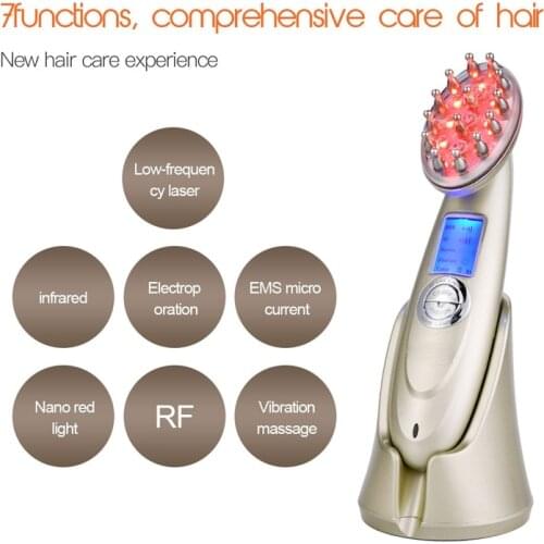 Electric Laser Hair Growth Comb Anti Hair Loss Treatment Infrared RF Nano Red Light EMS Vibration Scalp Massage Hair Brush