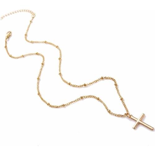 Summer Gold Chain Cross Necklace Small Gold Cross Religious Jewelry