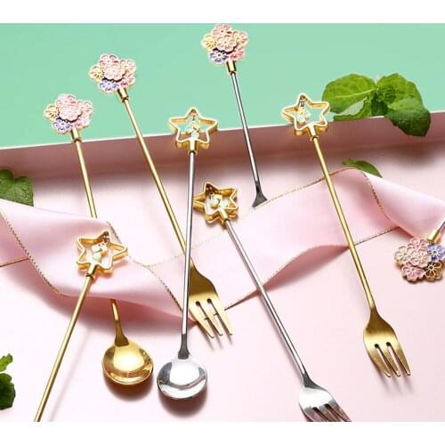 Stainless Steel Spoons Gold Silver Mini Five-pointed Star Spoons For Coffee Tea Dessert Drink Mixing Milkshake Spoon Kitchen Sup