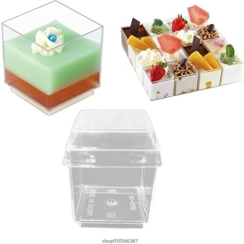 10pcs Disposable Dessert Cups with Lid Clear Plastic Mousse Cup for Pudding Appetizer Jelly Yogurt Kitchen Supplies wholesales