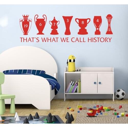 Liver Pool Football Club Trophy History Wall Sticker Kids Room Bedroom Soccer Champion Trophy Inspiral Wall Decal Vinyl Decor
