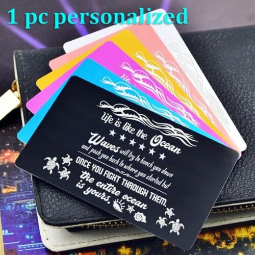 Personalized Metal Wallet Card Insert Custom Laser Engraved Message Card Romantic Gift Hand Writting Love Greeting Card KP032