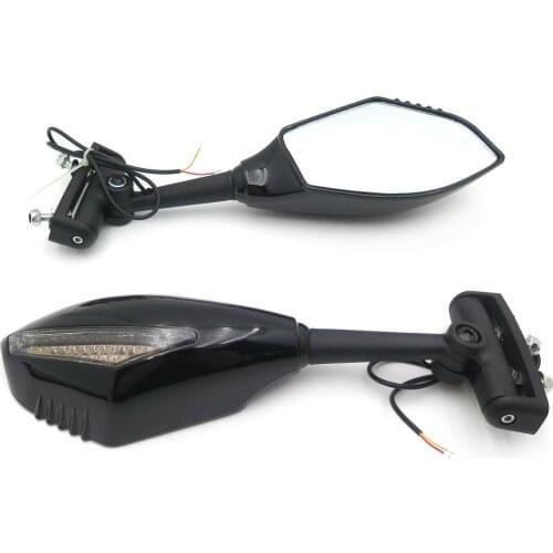 Aftermarket free shipping LED Turn Signal Integrated Mirror For Suzuki Hayabusa Honda Yamaha Gloss black