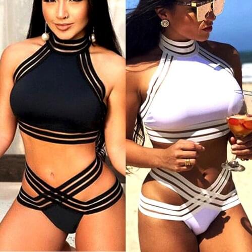 Sexy Women Summer Bandage e Bikini Set Ladies Push-up Crop Tops Padded Bra 2Pcs Swimsuit Swimwear Bathing Suit Beachwear