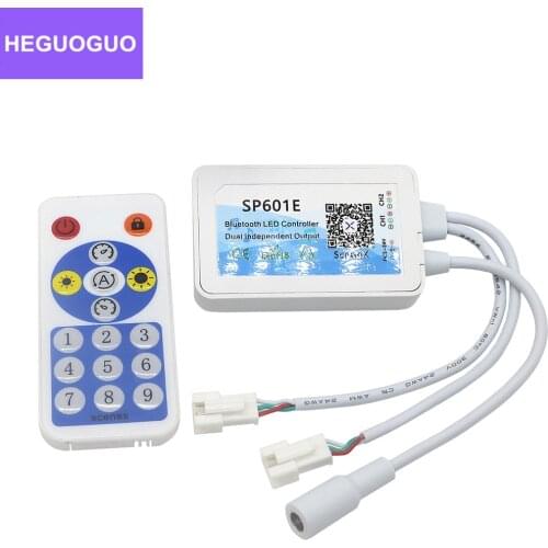 SP601E Bluetooth LED Controller Dual Output Signal Built In Mic Addressable Pixels LED RGB Strip IOS/Android App Music Control