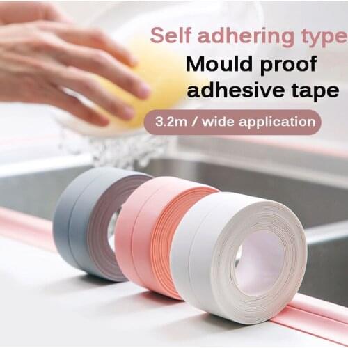 3.2mx38mm Bathroom Shower Sink Bath Sealing Strip Tape White PVC Self adhesive Waterproof Wall Sticker for Bathroom Kitchen