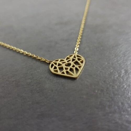 Elegant Rose Gold Heart Network Statement Necklace Fashion Jewelry Stainless Steel Branch Leaf Pendant Necklace Gifts For Women