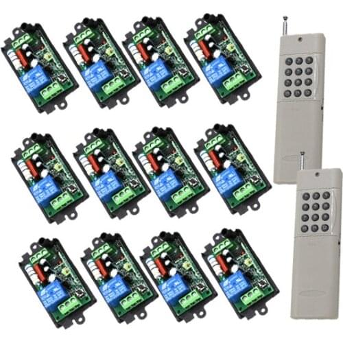 High Power AC 110V 220V 10A 1Channel RF Wireless Digital Remote Control Switch System 12 Receiver and 2 Transmitter SKU: 5450