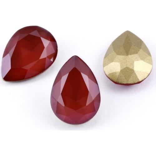 XIAOPU Light Siam MK Tear Drop Fancy K9 Glass Loose Rhinestones Piontback Strass Crystal Glue on Clothes Jewelry Accessories