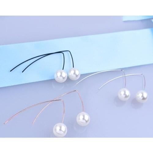 Ex999 Fashion Vintage Simple alloy Geometric Folded Imitation Pearl studs earrings 2021 trend Womens Jewelry Accessories