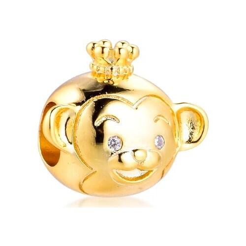 Genuine 925 Sterling Silver Jewelry Shining Monkey Charm Beads for Women Fits Pandora Bracelet DIY Making kralen berloques