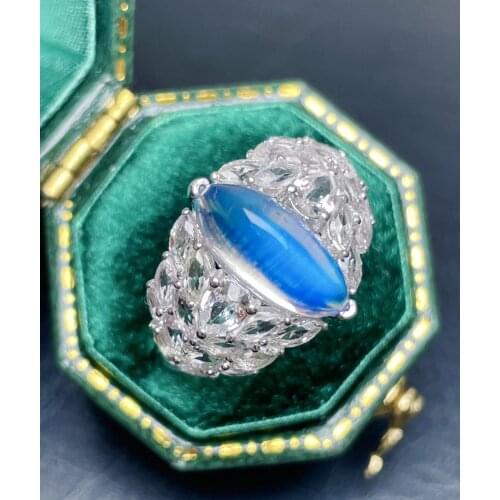 LR712 Fine Jewelry 18K Gold AU750 Sri Lanka Origin Natural Moonstone Gemstone 3ct Females Rings for Women Fine Rings