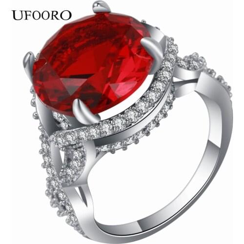 Women silver plated red crystal eyes Ring for lady hot sale jewelry wholesale drop shipping wedding ring Fashion party Gift