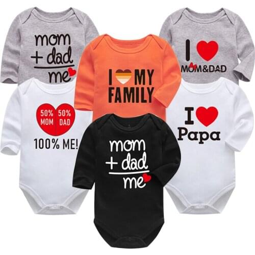 1/2 Pcs Newborn Infant Baby Boys Girls Romper Cotton Long Sleeve Family Dad/Mom Letter Jumpsuit Pajamas Clothes Outfits