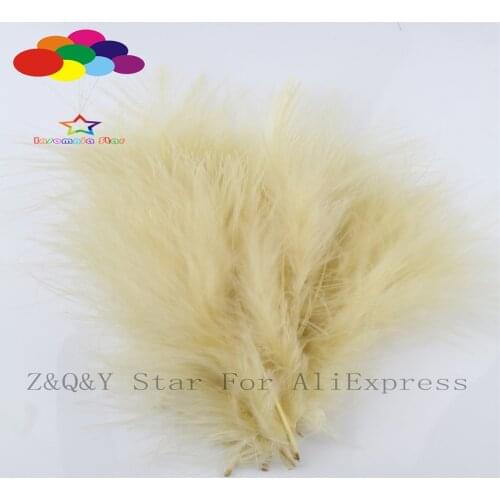 10-15CM (4-6 inches) natural 100PCS turkey hair dyed light khaki full velvet decoration DIY jewelry show costume feather