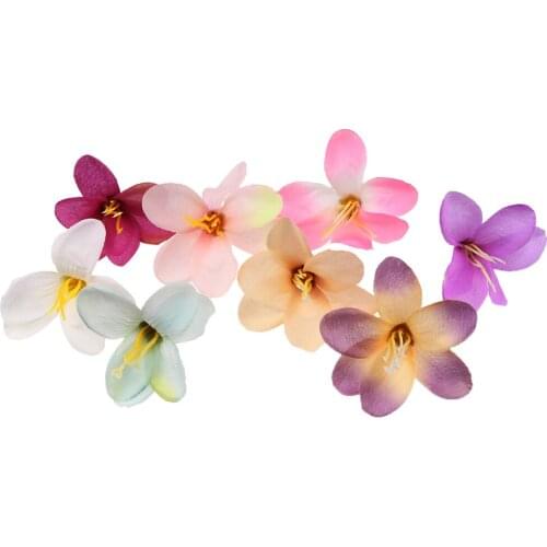 10 Pieces Mixed Color Silk Artificial Orchid Flower Head for DIY Embellishments, Wedding Decorations