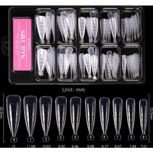 100 Pcs Poly Nail Gel Quick Building Mold Tips Nail Dual Forms Finger Extension Nail Art UV Easy Find Poly Nail Gel Tool