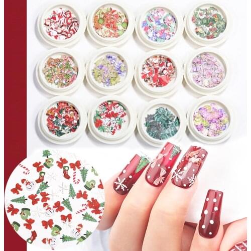 2 Boxes of Christmas Series Nail Art Sequin Ornament DIY Manicure Decoration Glitter Paillettes Glitter Powder Sequins Nail Art