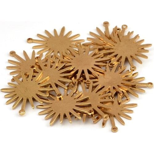 20pcs Brass Double Hanging Glossy Sun Flower Small Sun Charm Pendant DIY Bracelet Necklace Accessories