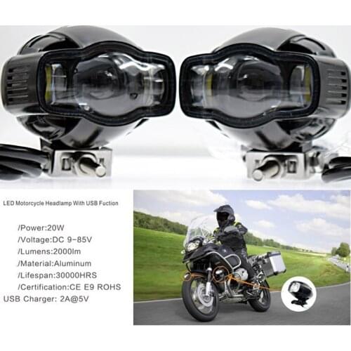 22-40mm CE Universal Motorcycle Car headlight lamp LED Super Bright Fog light USB Charger For Suzuki GSXR 600 750 1000 SV650 DL