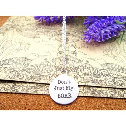 3pcs/lot Fashion stainless steel necklace "Don't Just Fly SOAR" Charms Pendant necklace Jewelry Gift more style for choosing