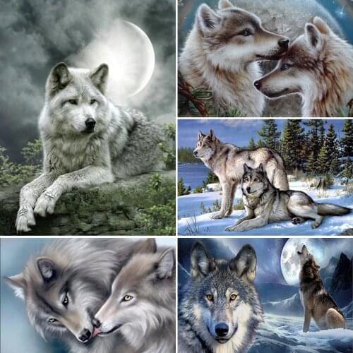 5D DIY Diamond Painting Animals Wolf Cross Stitch Kit Full Drill Embroidery Mosaic Art Picture of Rhinestones Gift Home Decor