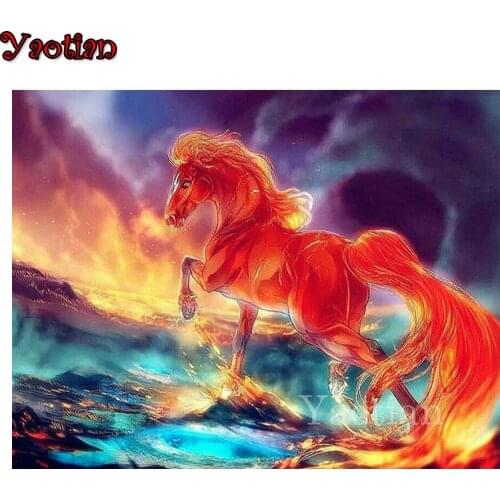 DIY Diamond Embroidery Abstract flame horse diamond painting Cross Stitch Mosaic Patterns Round Rhinestone Home decor gift