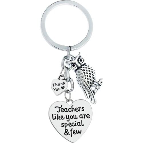 36PC Teachers Like You Are Special & Few Keyrings Owl Pendant Thank You Love Heart Charm Keychains Teachers Day Gifts Jewelry