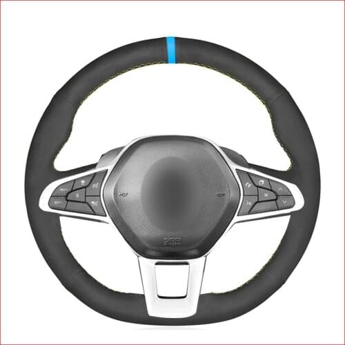 Black Suede Leather Steering Wheel Cover for Renault Clio 5 (V) 2019-2020 Zoe 2019-2020 Captur Parts