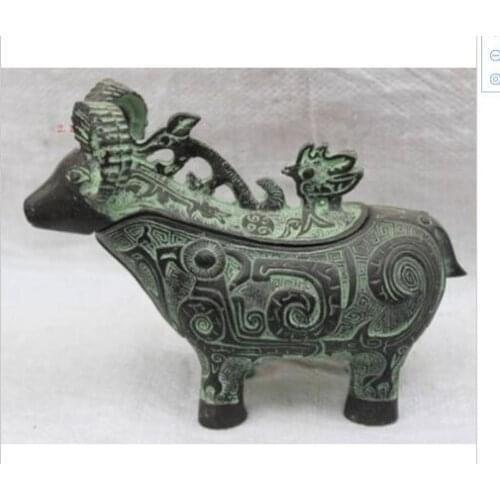 Decoration bronze factory Pure Brass Old Exquisite Collection Chinese bronze statue cattle statue sculpture